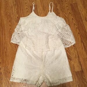 Elegant Cream Lace Romper